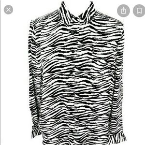 Philosophy Womens Black & White Zebra Print Button Blouse Size Medium